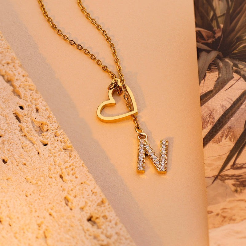 Custom Stainless Steel Woman's Necklace 26 Letter Heart