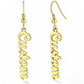 Personalized Name Earrings for Women Trendy Gold Plated Drop Nameplate Studs & Dangle Hoop with Stainless Steel