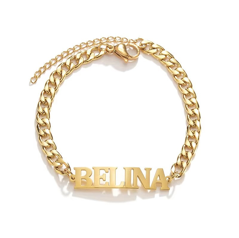 Personalized DIY Adjustable Name Bracelet Big English Alphabet Stainless Steel Bangles for Lovers Weddings Gifts