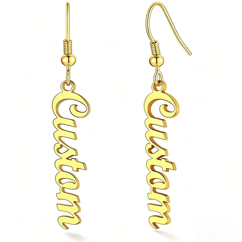Personalized Name Drop Earrings Gold Plated