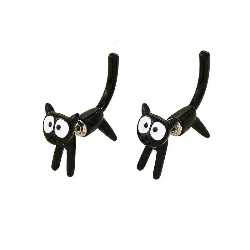 3D Cat-Shaped Alloy Pendant Earrings