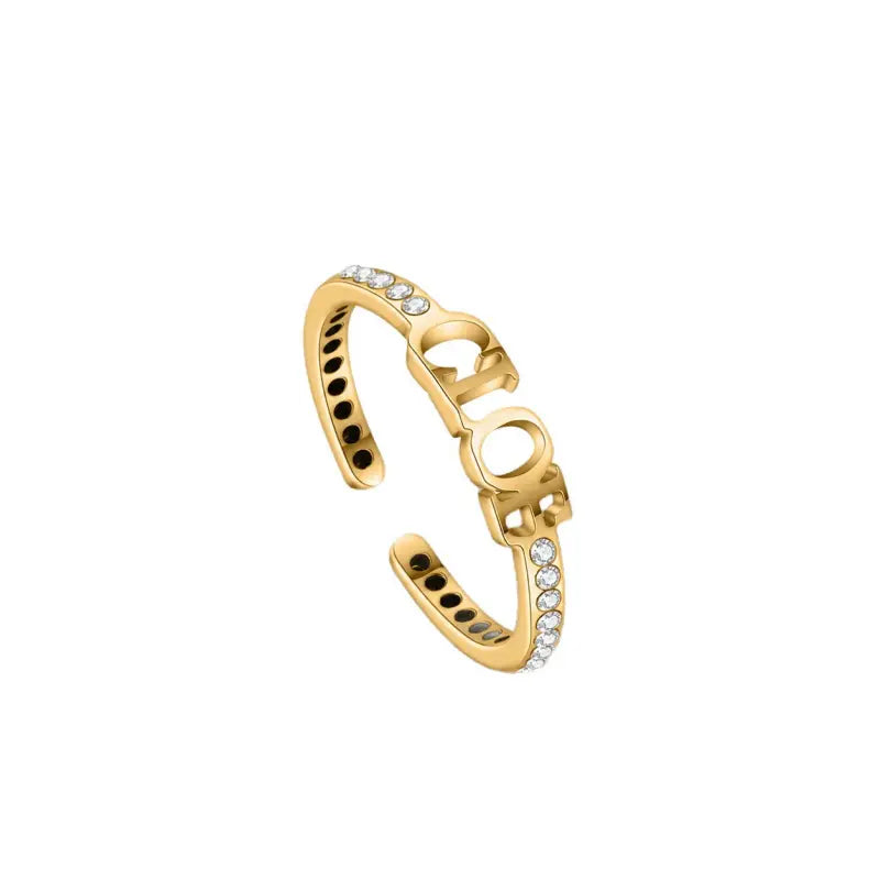 Custom Diamond Name Ring Stainless Steel