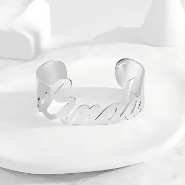 Personalized Adjustable Name Bangle 18K PVD Plated Stainless Steel