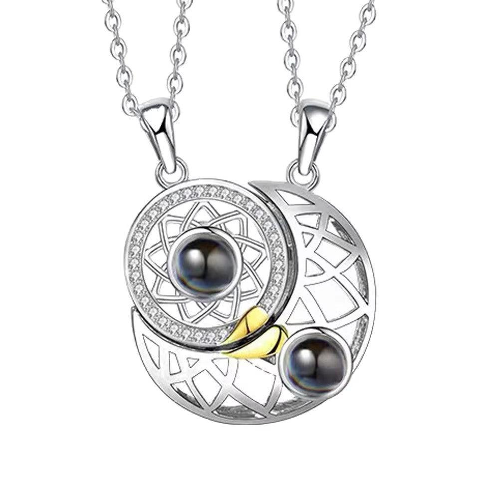 Sun Moon Projection Necklace 100 Languages 'I Love You'