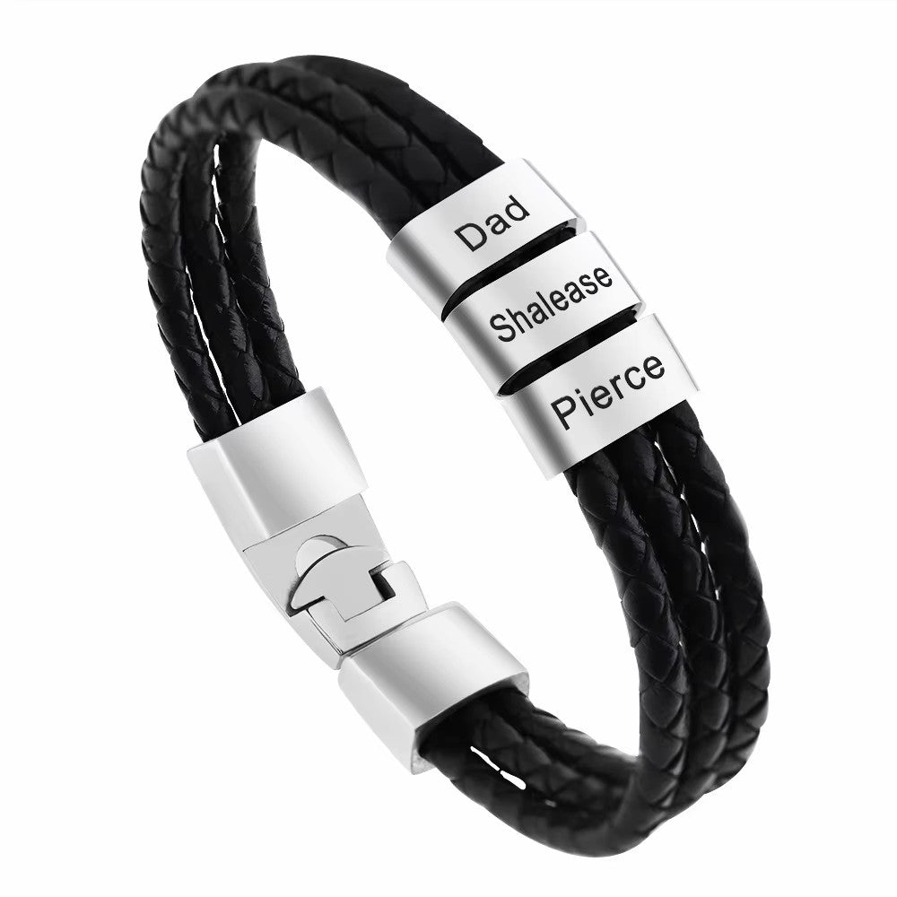 Custom Beaded Braided PU Leather Bracelets