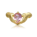 Stainless Steel Ring Heart Engagement Ring with Oval Cut