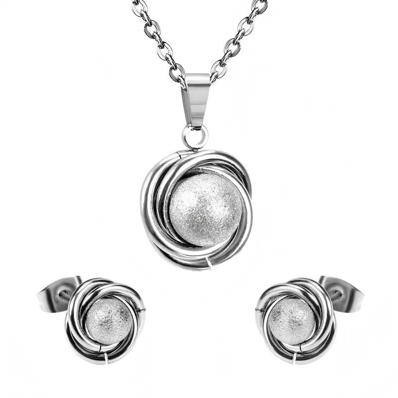 Gold Plated Stainless Steel Earring and Necklace Set