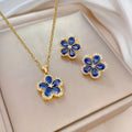 Luxury Bling Zircon Colorful Crystal Earrings Necklace Set