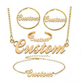 Personalized Name Necklace and Name Hoop Earrings Bracelets Jewelry Set