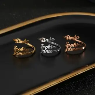 Personalized Stainless Steel Adjustable Multiple Name Ring