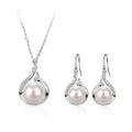 Elegant Silver Plated Jewelry Set Pearl Necklace & Earring