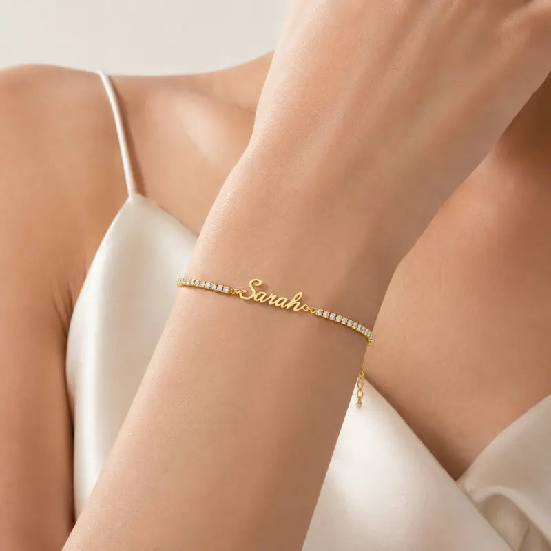 Personalized DIY Titanium Steel Adjustable Name Bracelet with Diamond
