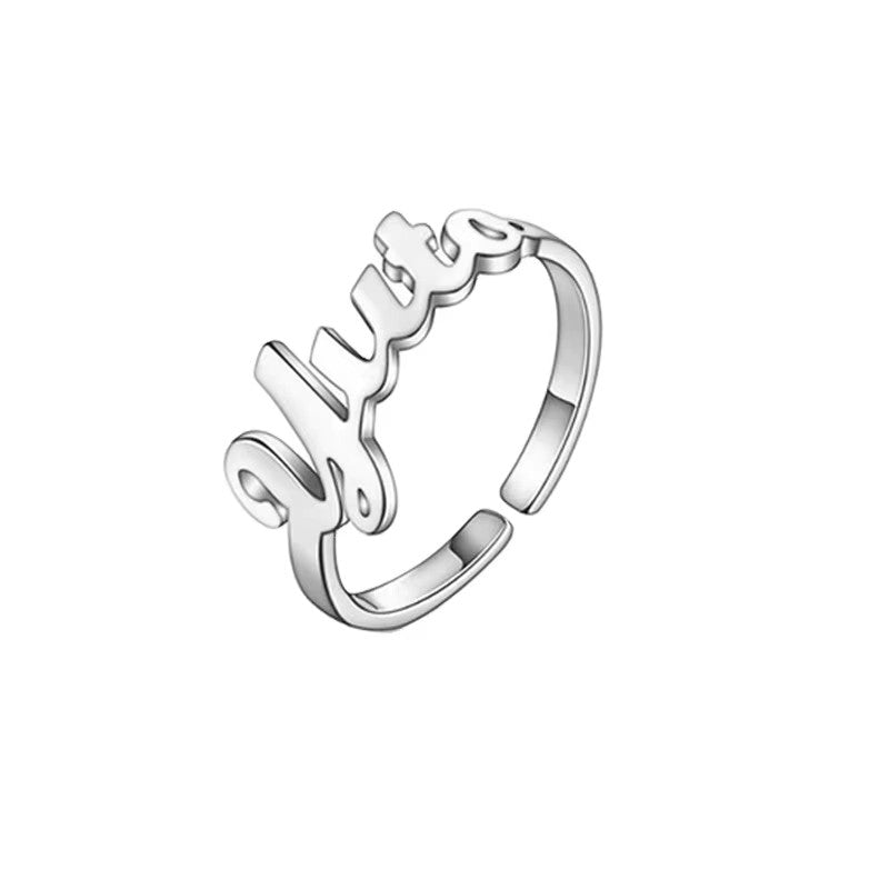 Personalized Stainless Steel Adjustable 1 Name Ring