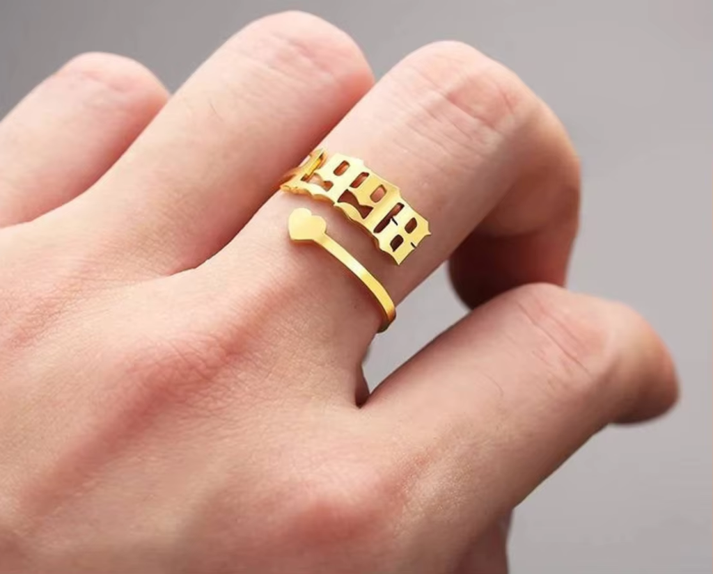 Custom Birth Year Ring Stainless Steel for Girl and Women Trendy