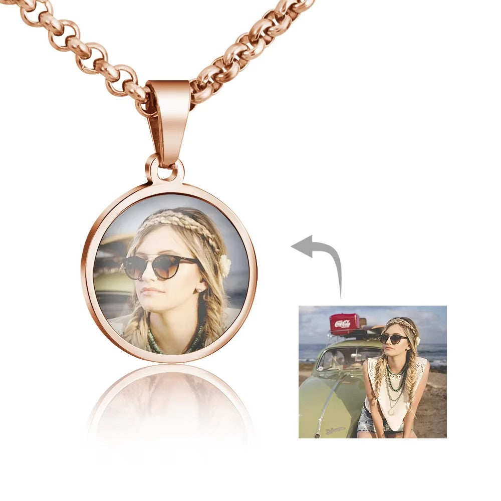 Customized Stainless Steel Printed Photo Pendant Necklace