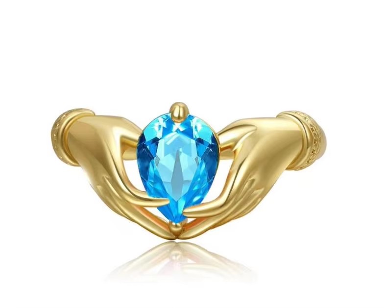 Stainless Steel Ring Heart Engagement Ring with Oval Cut