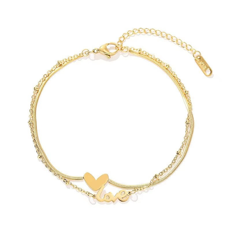 Simple 18K Gold Plated Stainless Steel Anklet
