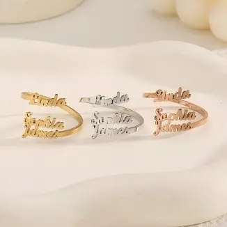 Personalized Stainless Steel Adjustable Multiple Name Ring