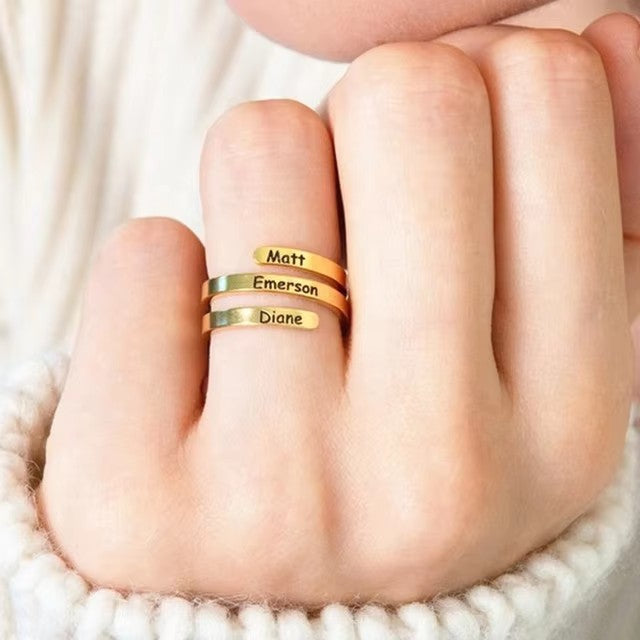Custom Engraved Name Date Stainless Steel Rings