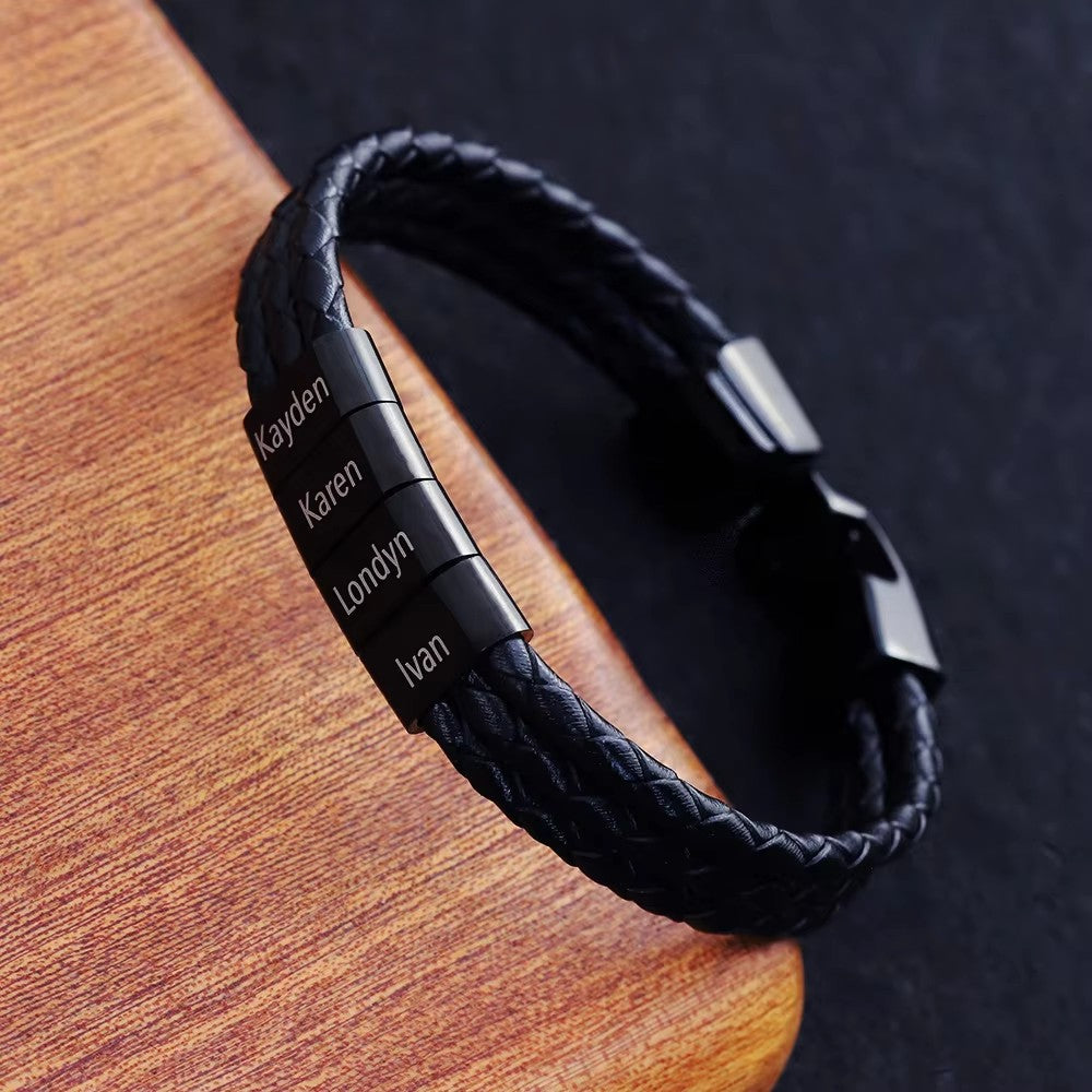 Custom Beaded Braided PU Leather Bracelets