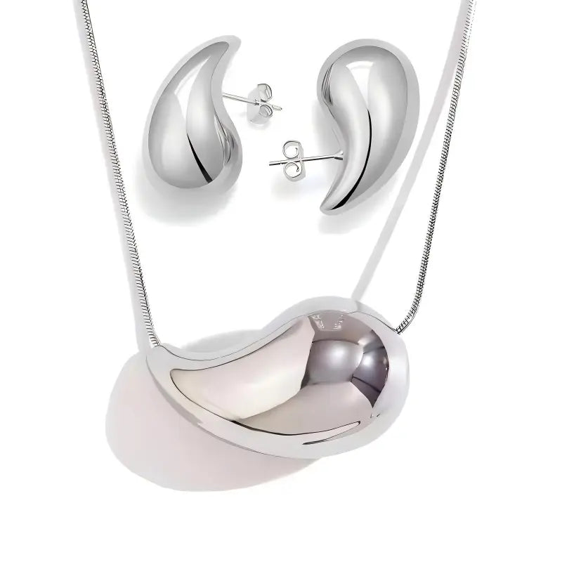 Water Drop Necklace 18K Gold Plated Titanium Steel Earrings Necklace Set