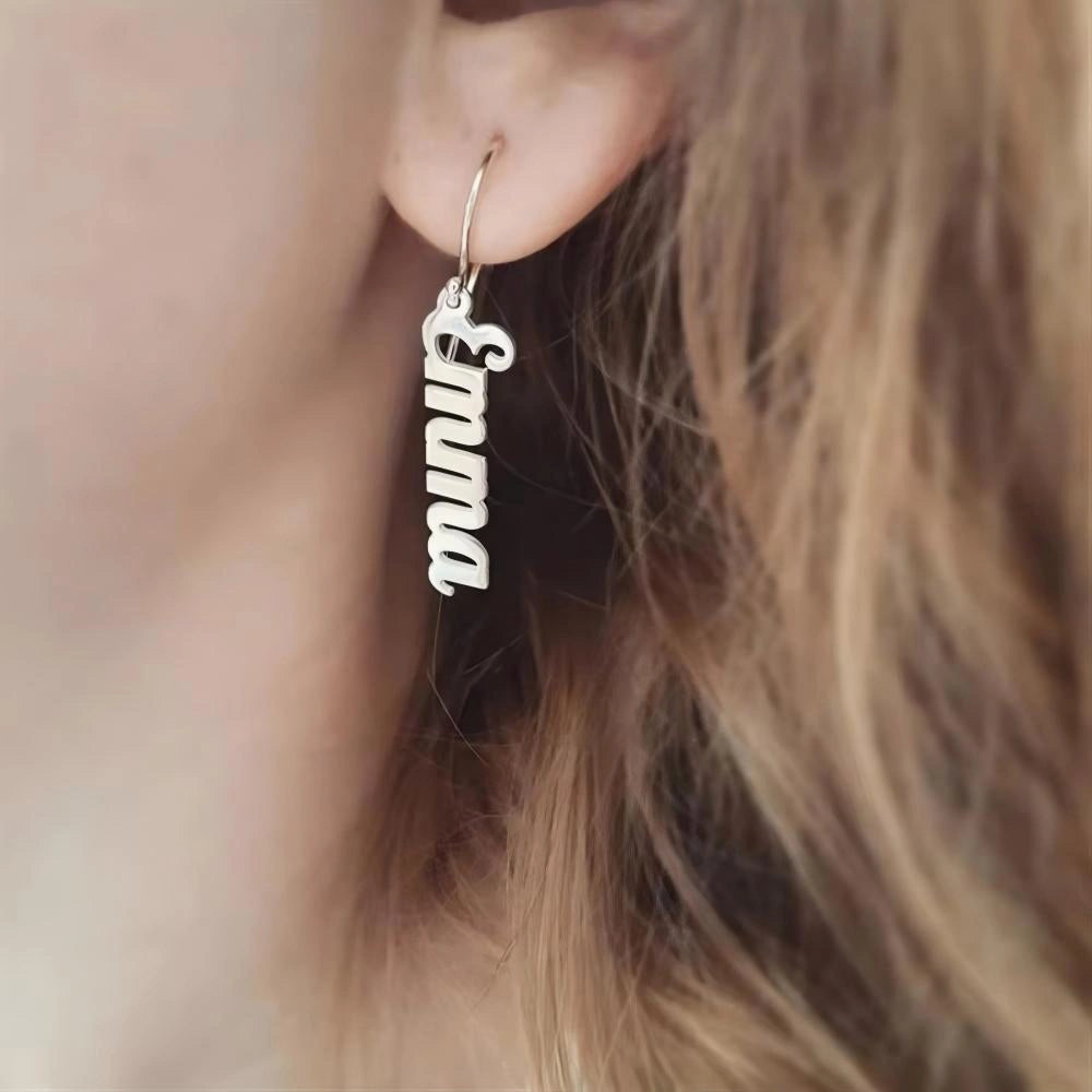 Personalized Name Drop Earrings Gold Plated