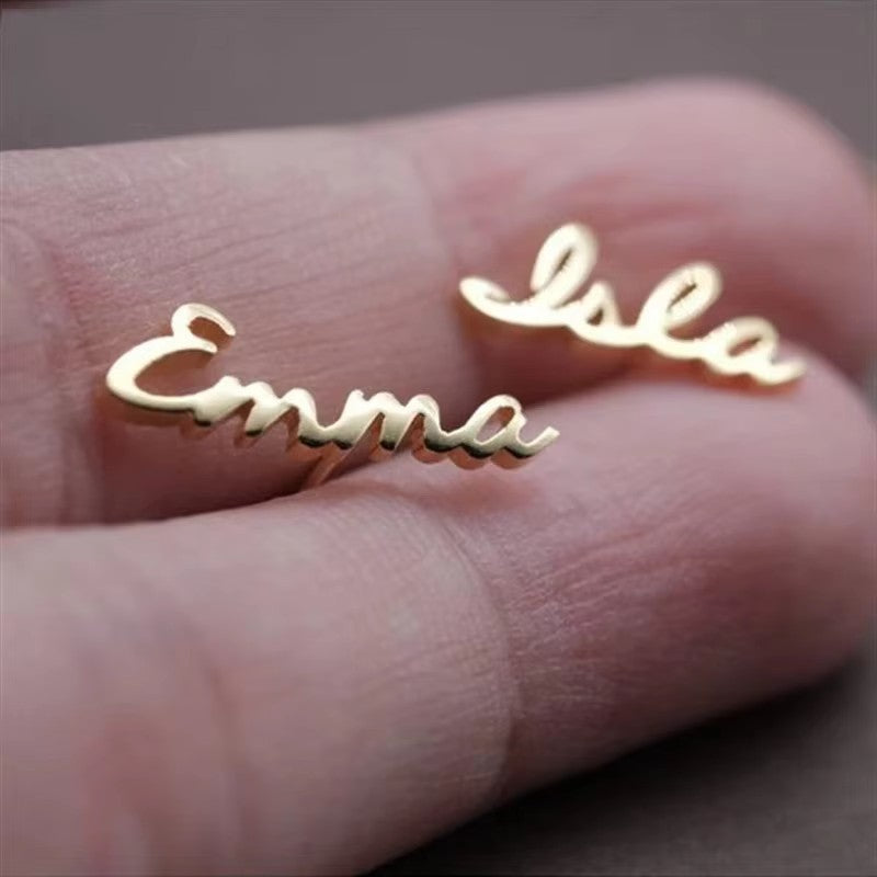 Custom Name Earrings Stainless Steel Personalized Name Stud Earrings