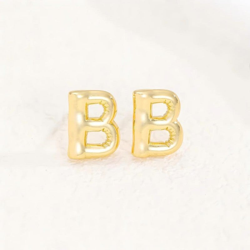 Customized A-Z26 Letters Stainless Steel Stud Earrings