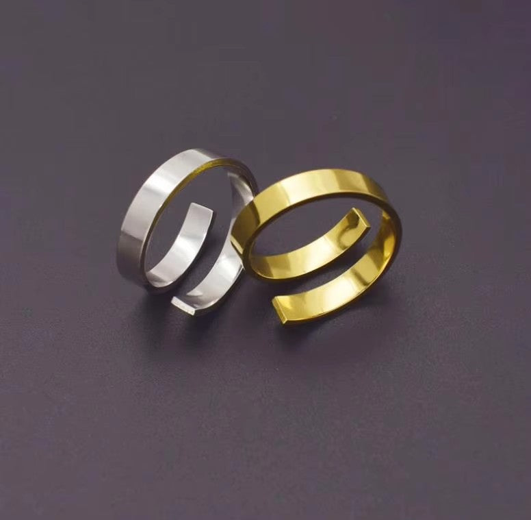 Women Men Personalized Wrap Couple Ring Stainless Steel Engraved Letter Rings