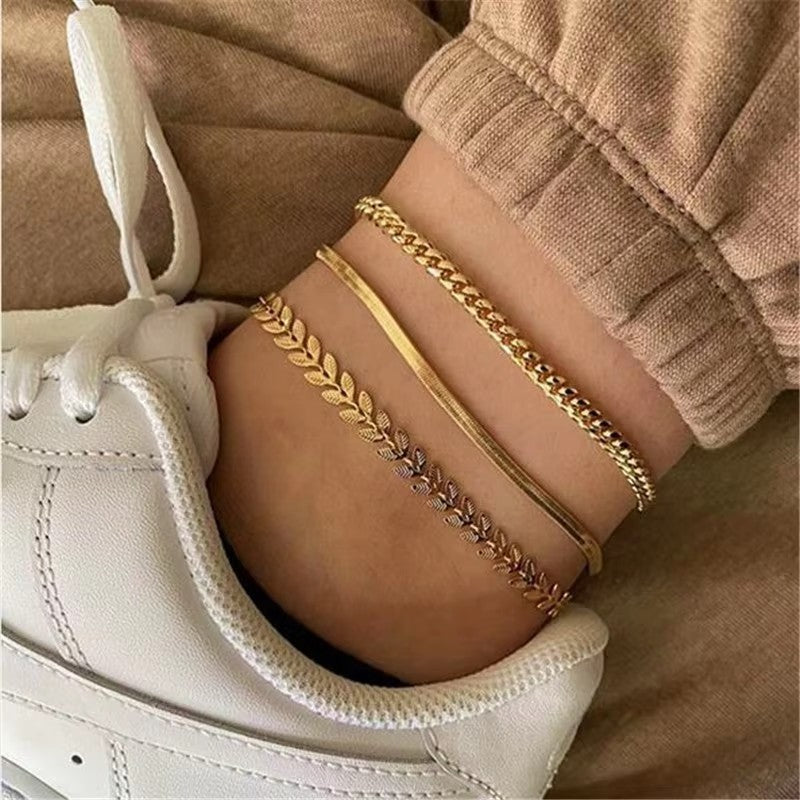 Handmade Vintage Anklet Chain Multi-Element Geometric