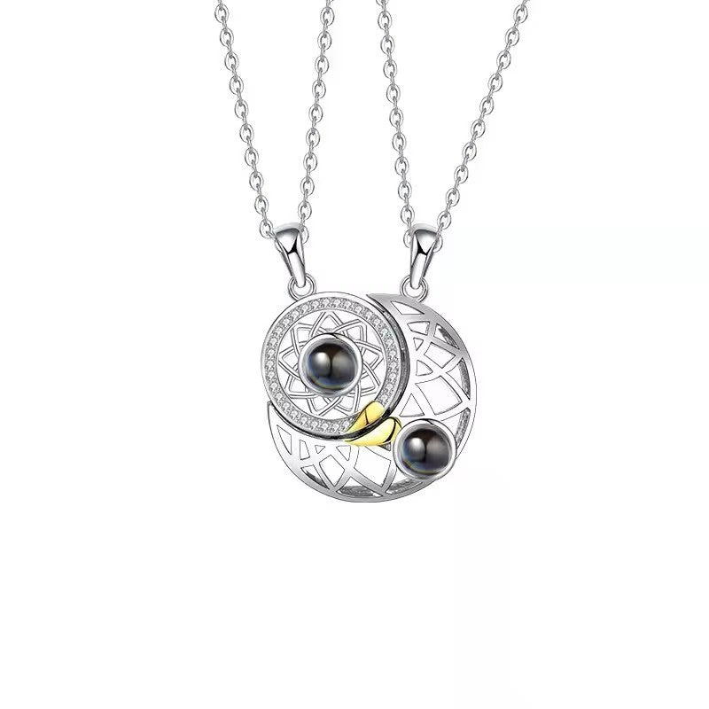 Sun Moon Projection Necklace 100 Languages 'I Love You'