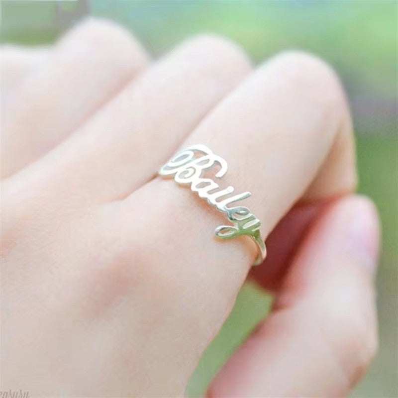 Personalized Stainless Steel Adjustable 1 Name Ring