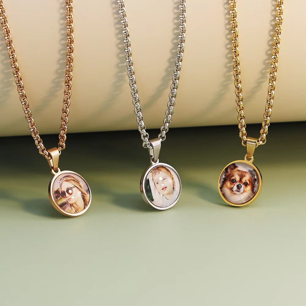 Customized Stainless Steel Printed Photo Pendant Necklace