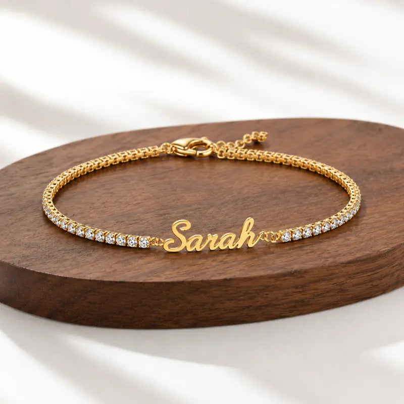 Personalized DIY Titanium Steel Adjustable Name Bracelet with Diamond