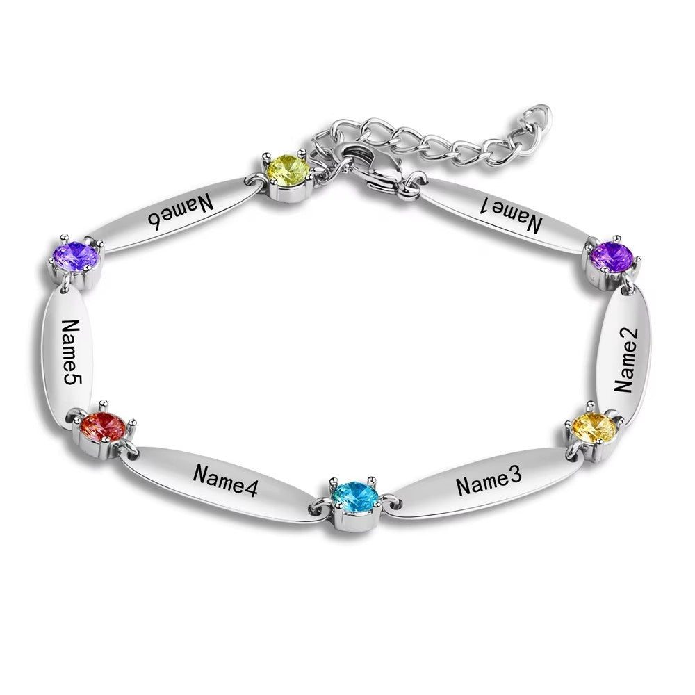 12 Multicolor Engraved Name Custom Chain Bracelet