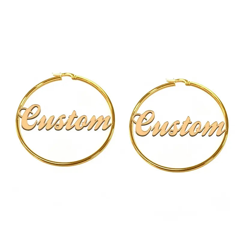 Personalized Name Necklace and Name Hoop Earrings Bracelets Jewelry Set