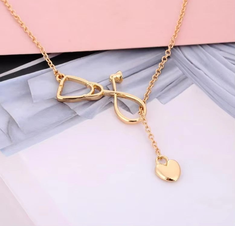 Love Heart Pendant Necklace Stethoscope Jewelry
