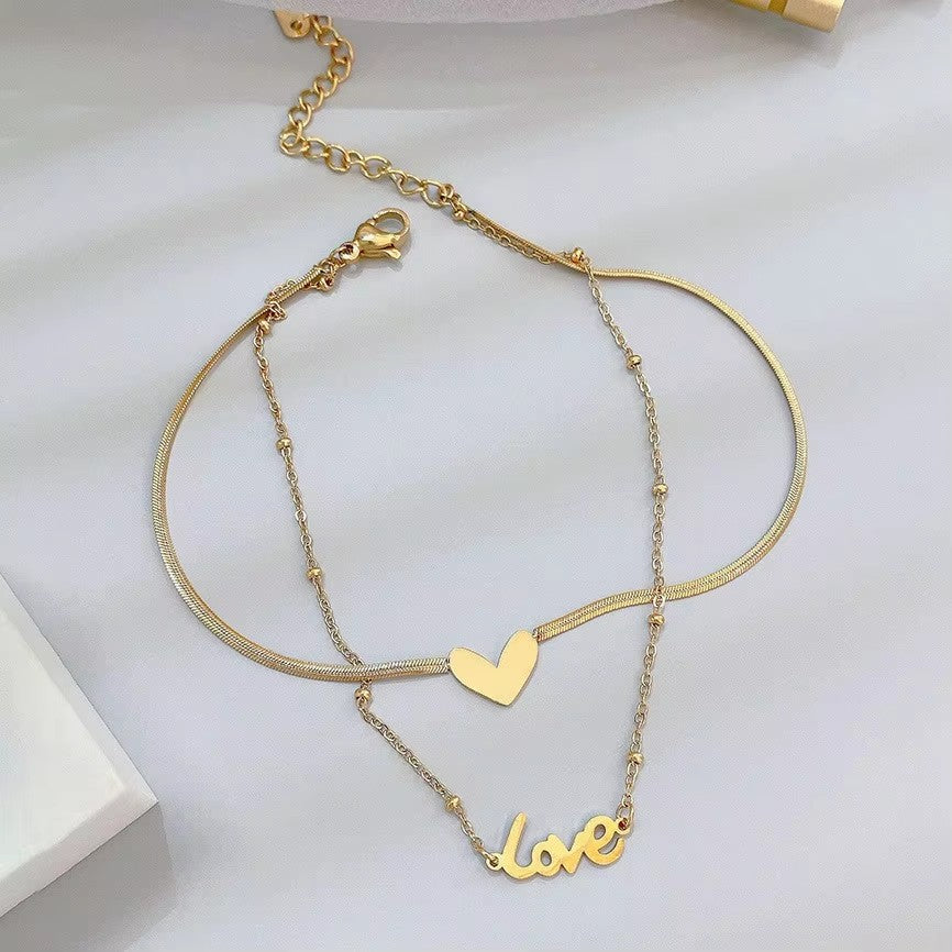 Simple 18K Gold Plated Stainless Steel Anklet