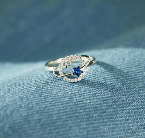 Blue Star Moon Ring for Women