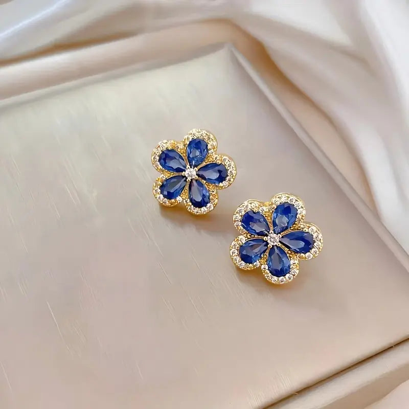 Luxury Bling Zircon Colorful Crystal Earrings Necklace Set