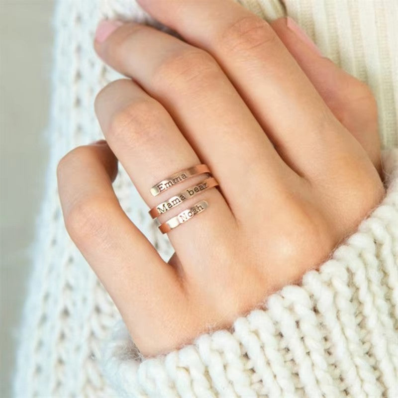 Custom Engraved Name Date Stainless Steel Rings