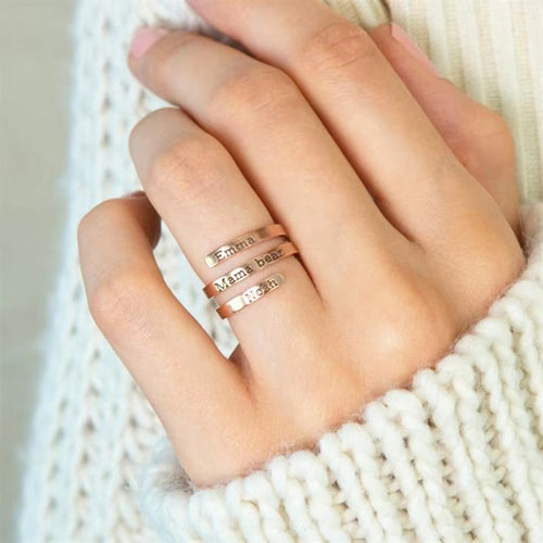 Custom Engraved Name Date Stainless Steel Rings