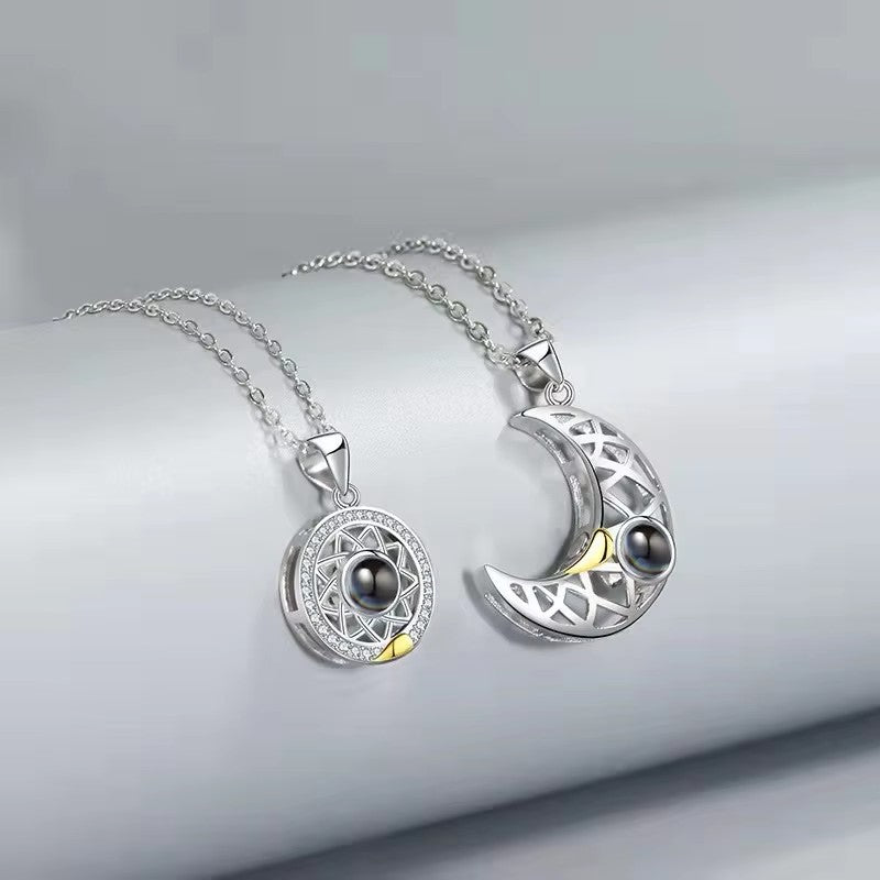 Sun Moon Projection Necklace 100 Languages 'I Love You'