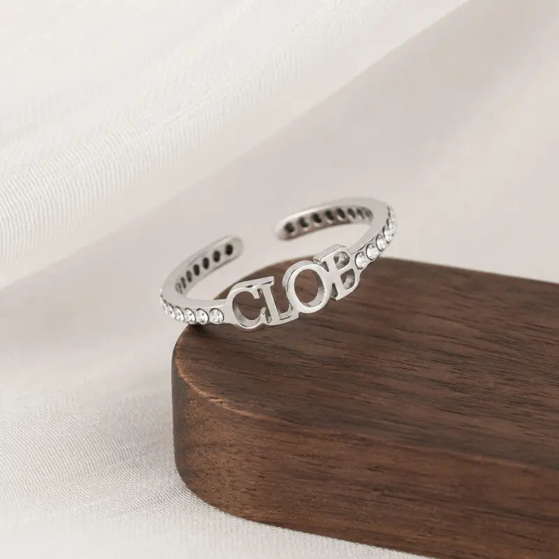 Custom Diamond Name Ring Stainless Steel