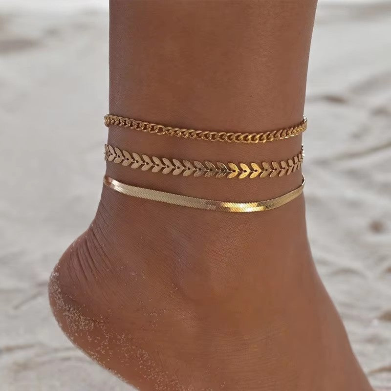 Handmade Vintage Anklet Chain Multi-Element Geometric