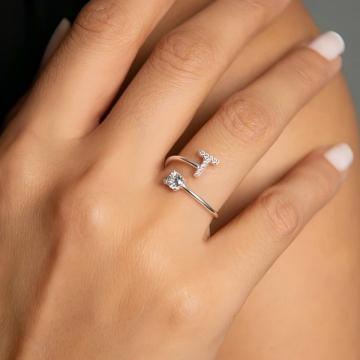 Personalized Diamond Letter Ring Stainless Steel Adjustable
