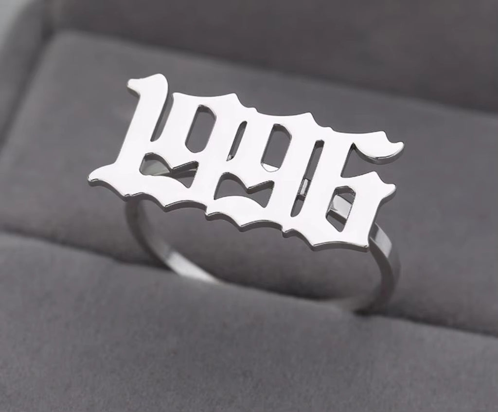 Custom Birth Year Ring Stainless Steel for Girl and Women Trendy