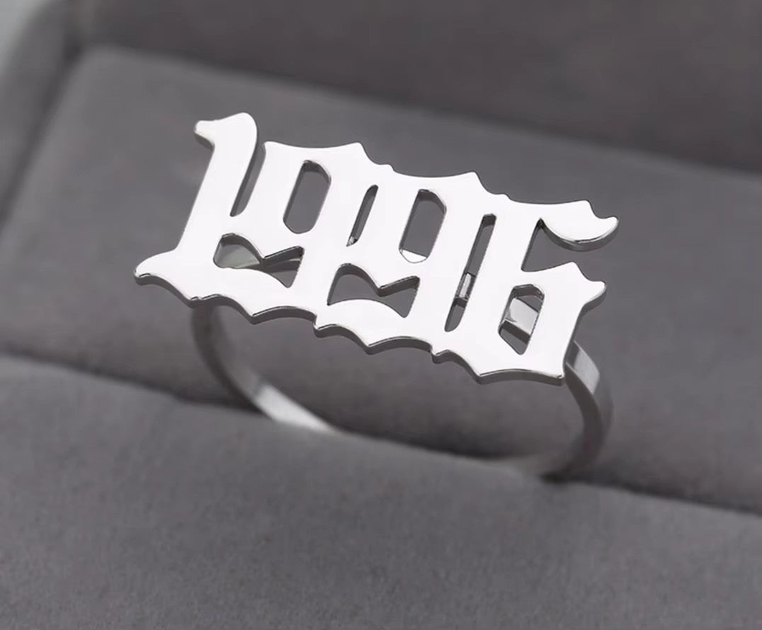 Custom Birth Year Ring Stainless Steel for Girl and Women Trendy