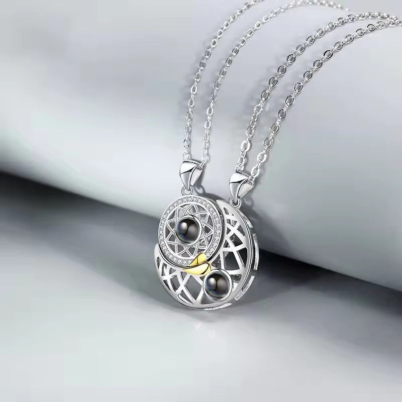 Sun Moon Projection Necklace 100 Languages 'I Love You'