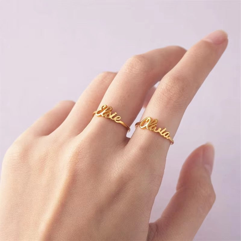 Personalized Stainless Steel Adjustable 1 Name Ring